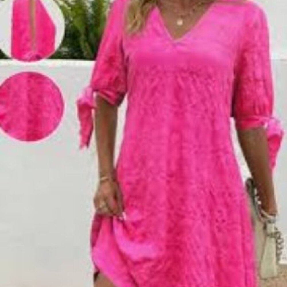 Pink Lightweight Cold Shoulder Dress Size Large NEW